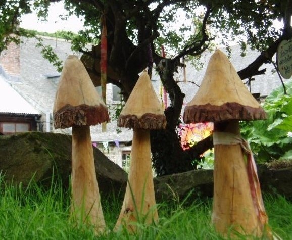 Carved Wooden mushrooms