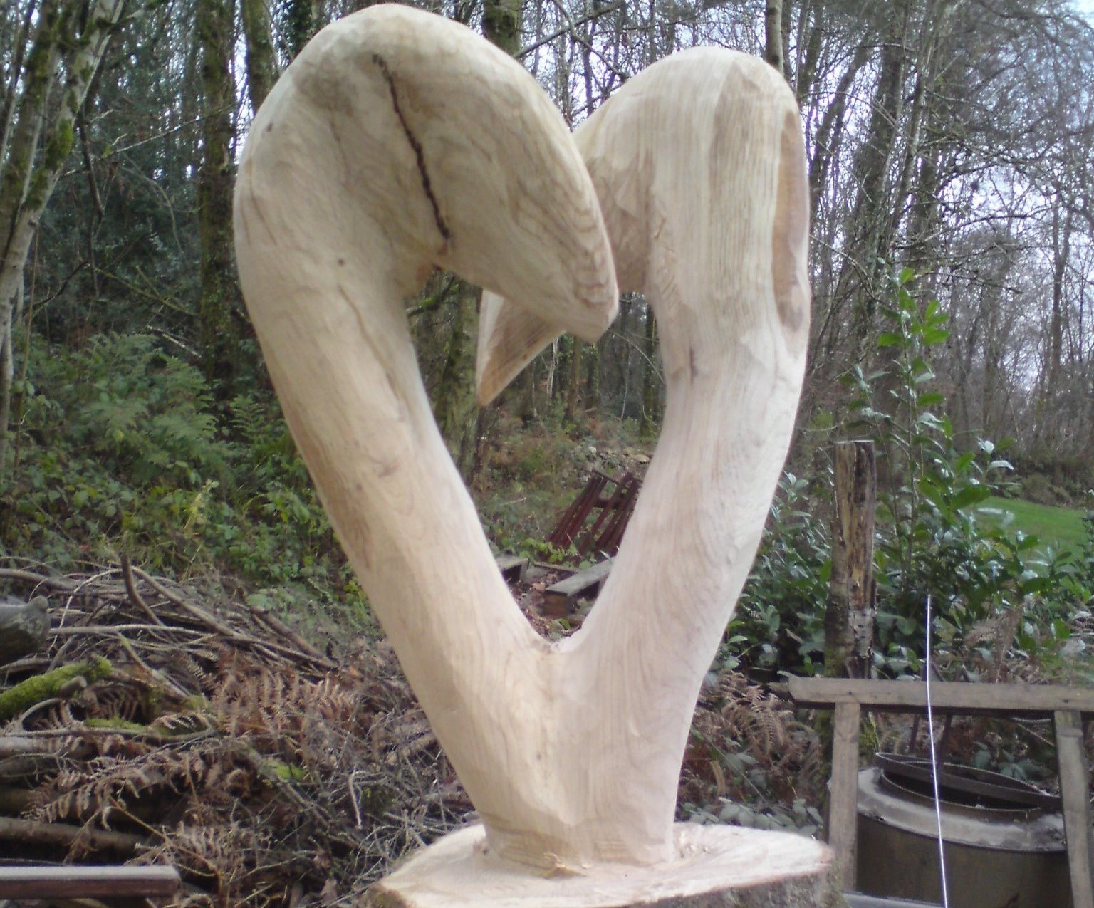 Carved wooden heart